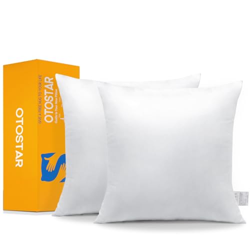 OTOSTAR Pack of 2 Throw Pillow Inserts 28 x 28 Square Cushion Inner Soft Fluffy Plump Stuffer Cushion Pads White Decorative Pillow Inserts