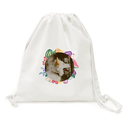Sac en tissu pliable à sangle chien blanc pour courses et légumes au quotidien