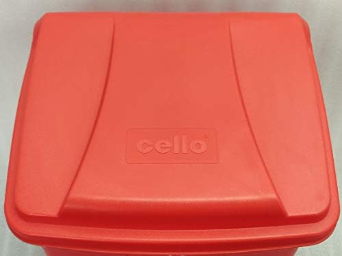 Image of Cello Strong Plastic Step-On Pedal Garbage Dustbin 60 Ltr Red /Red Combo