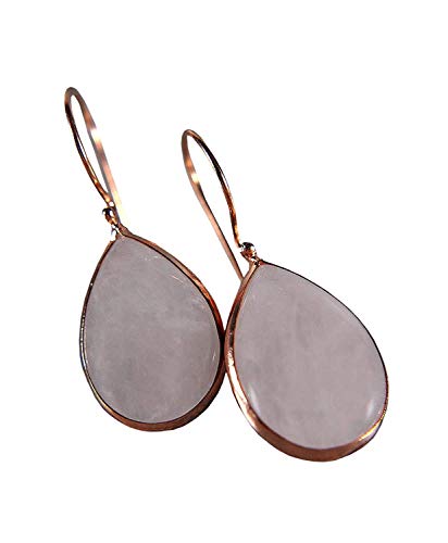 Boucles d'oreilles quartz rose en argent 925 forme larme