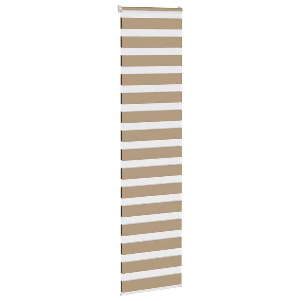 Tenda a rullo zebrata, beige, poliestere, 55,9 cm | Doppio strato, controllo della luce, montaggio senza foratura, facile pulizia, catena di sicurezza