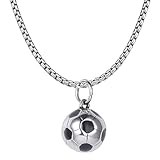 NINMQCFVG Collares de fútbol 3D de acero inoxidable para niños, colgantes de acero inoxidable con pelota sólida, regalos para aficionados a la Copa del Mundo