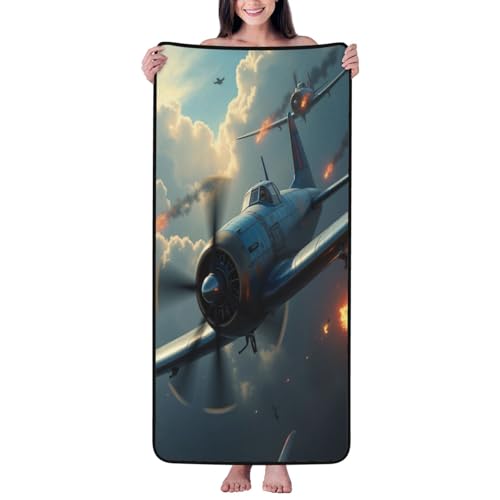 Cool Vintage Fighter Print No.28 - Toallas de baño, toallas de ducha para baño, altamente absorbentes, suaves, grandes, 68 x 139 cm