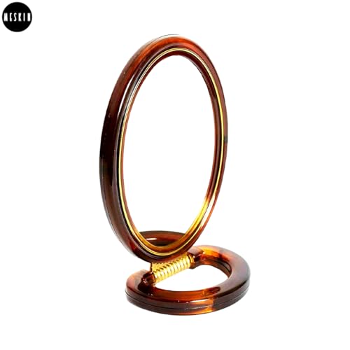 Image of MESKIN Professional Series Medium Round Double-Sided Magnifying Makeup Mirror with Handle /Stand - Perfect for Men & Women (Pack of 1 / Brown)