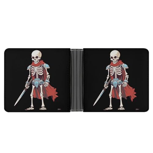 Judo Samurai Red Skull Bifold Wallet PU Leather Coin Purse Lightweight Credit Card Holder Wallet Money Clip