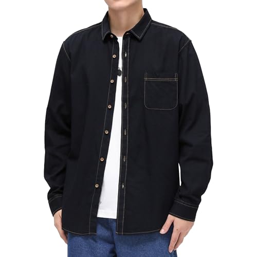 Men's Classic Slim Button Trucker Jacket Casual Long Sleeve Washed Jean Coat Fashion Motorcycle Jean Jackets