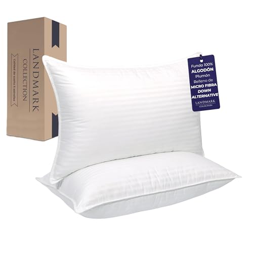 Opiniones y reviews de Almohadas king size disponible en línea para comprar. 45 Landmark Collection - Almohada Saten de Algodon Egipcio - Paquete de 2 - Almohada Tamaño King Size - Almohadas Hoteleras Relleno Micro Gel | Sensacion Suave - Cama (Queen o King)