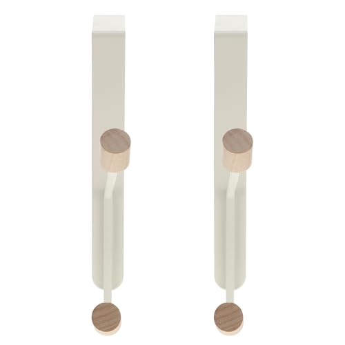 Alasum Colgador de Pared Trasero de Puerta sin Perforación, 2 Ganchos de Hierro y Madera, Ligero y Protector para Colgar Ropa en Entrada o Puerta