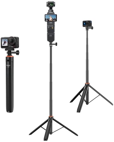 53 Extendable Selfie Stick Tripod for DJI Osmo Pocket 4/3 GoPro Hero 13/12/11/10/9/Max2 DJI Action 6/5 Pro/4 Travel Vlogging Stand/Extension Pole/Handle Grip/Accessory for Video Recording