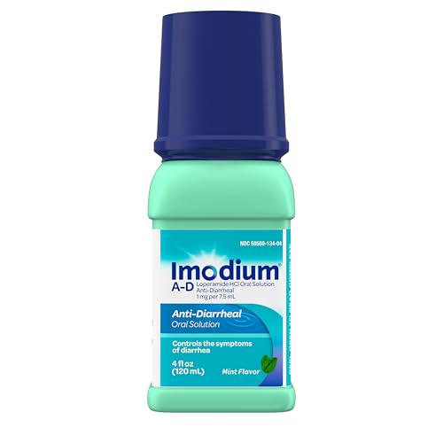 Imodium A-D Liquid Anti-Diarrheal Medicine with Loperamide HCl to Help Control Symptoms of Diarrhea Due to Acute & Travelers Diarrhea Mint Flavor 4 fl. oz