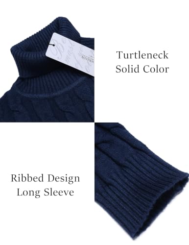 Image of COOFANDY Men's Slim Fit Turtleneck Sweater Casual Twisted Knitted Pullover