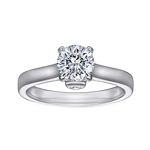 Bague Solitaire Femme en Argent Mariage Zircone Ronde Anneau Fiançailles Classique