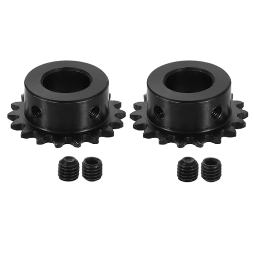 uxcell 2 Pcs #25 Chain Roller Sprocket 15mm Bore, 18 Tooth C45 Carbon Steel ANSI #25 Roller Sprocket Round Hole with Set Screws for ISO 04C Chain