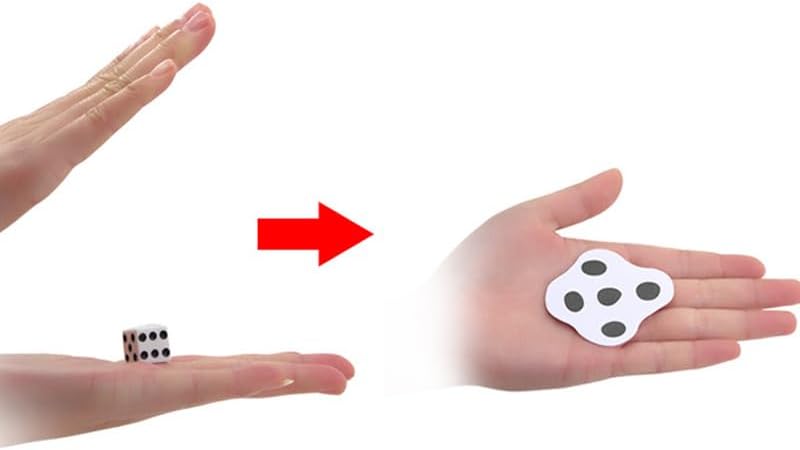 MOMOMAGE Beate a Dice Magic Tricks Close-up Magic Flattened Dice Magic Illusion Gimmick Props Accessories