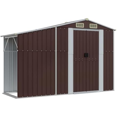 vidaXL Metal Garden Shed with Vents Cover