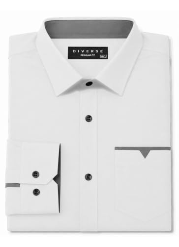 Image of Diverse Men's Cotton Blend Shirt with Pocket Design Spread Collar Full Sleeves Regular Fit and Standard Length | Comfortable Cotton Casual Shirt for Man