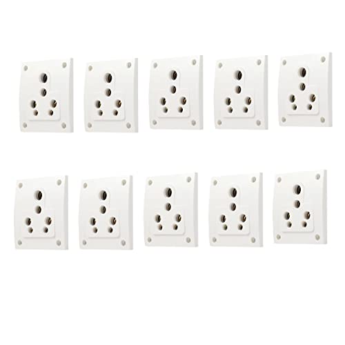 Image of Star 6 /16A 6 Pin Non Modular Electrical Multi Socket, White Colour,Polycarbonate Body, Porcelain Back,Heavy Duty,Suitable for Home & Office Use with Mounting Screws (10)