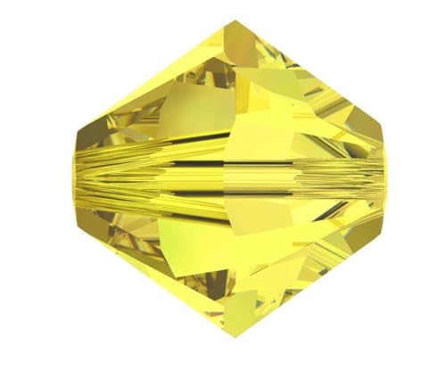 50pcs Authentic Preciosa 6mm Faceted Bicone Crystal Loose Beads Yellow Citrine Compatible with Swarovski 5301/5328 for DIY Jewelry Making Pre-B629