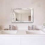 Wall Mirror Wall-Mount Mirror 20" x 28" Rectangular Rustic Mirror Wood Frame Mirror Decorative Vanity Mirror for Bedroom, Living Room, Bathroom,Entryway,Farmhouse,Horizontal/Vertical Home Decor White - Image 5
