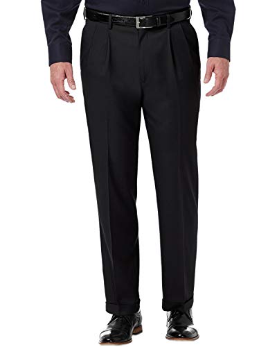 Haggar Men's Premium Comfort Classic Fit Pleat Expandable Waist Pant