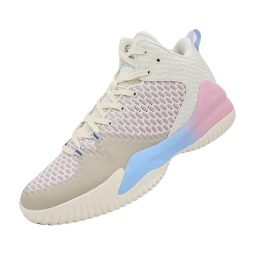 PEAK Zapatillas de baloncesto para hombre, transpirables, antideslizantes, para exteriores, acolchadas, para entrenamiento y fitness, Blanco, 44.5 EU