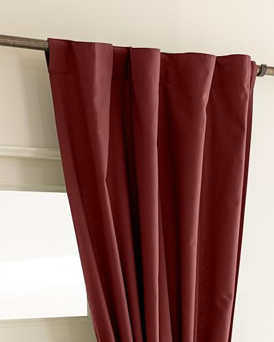 Image of THE LINEN COMPANY Solid Cotton Curtains 4 Feet for Window, Duck Canvas Short Curtains for Home, 4ft Set of 2, Maroon