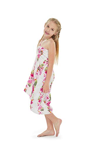 Girl Hawaiian Halter Dress in Pink Hibiscus Vine Black3