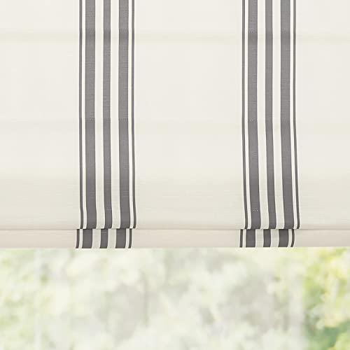 Roman Shades With Valance For Windows, Classic Grey Stripe Custom Blackout Light Filtering Roman Window Shades, Fabric Insulated Thermal Roman Blinds For Doors, French Doors, Kitchen Windows #TOP6