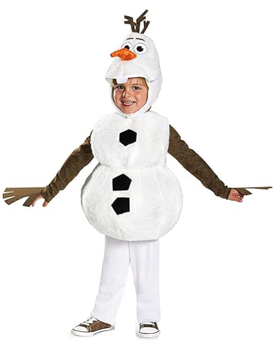 Koongso Costume Olaf unisexe pour enfants - Bonhomme de neige - Jeu de rôle - Combinaison avec coiffe et tunique, pour Noël, Halloween, fête, déguisement,...