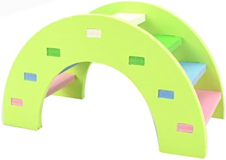 Hamster Toy Rainbow Bridge Seesaw - Small Pet Animals Wood Bridge Climb Playground Gift for Dwarf Syrian Hamsters Mice Rat Green