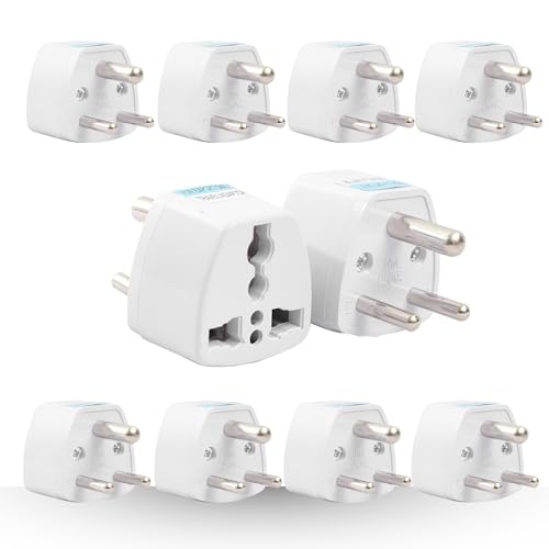 Image of Hi-Plasst India Converter Plug 3Pin (Pack of 10) - World Travel Adapter for USA, UK, Canada, Europe to India - Type D Adaptor Plug Socket for Foreign Devices in India