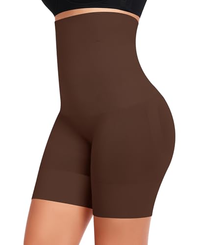 Image of Werena Tummy Control Shapewear Shorts for Women Seamless High Waisted Body Shaper Shaping Underwear Girdle Panties(A1# Brown-3, Medium)