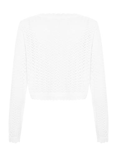 easyforever Girls Cardigan Sweater Bolero Shrug Crop Top Long Sleeve Flower One Button Knitted Jacket Dress Cover Up2