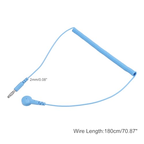 Image of MECCANIXITY ESD Grounding Cable Cord 180cm /71 Inch Long,Anti-Static Ground Wire Cable Banana Tip+Buckle for Eliminate Conductor Electrostatic,Pack of 1(Blue)