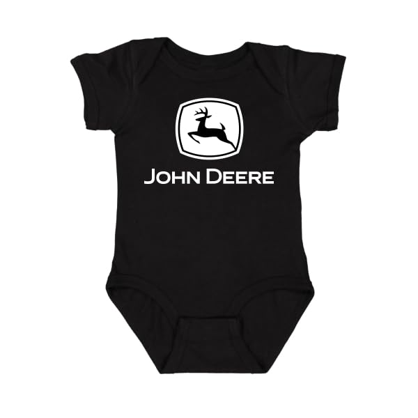 John Deere Infant Bodysuit, Girl Boy Unisex (Black with White Logo)