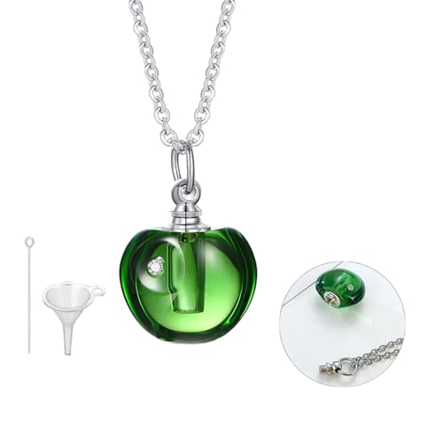 Pendentif pomme souvenir de crémation et deuil en verre ouvrable
