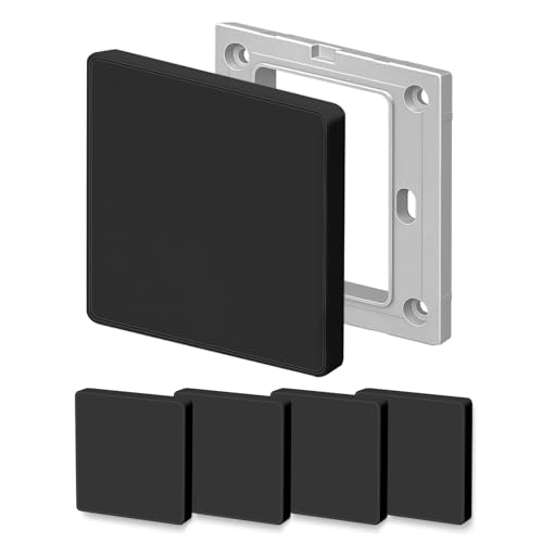 Placa de Pared Ciega, Cubierta Ciega Empotrada, 8,6 X 8,6 Cm Plástico Sin Tornillos Cubierta de Enchufe de Una Sola Marcha Para Enchufes o Interruptores no Utilizados (Negro (4 PCS))