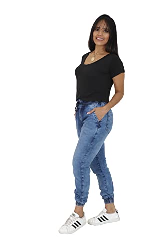 Calça Jogger JeansFeminina (Jeans Marmorizada, GG)
