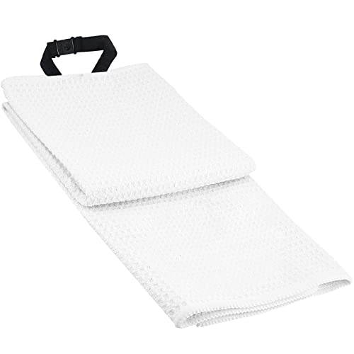 ゴルフ タオル スポーツタオル メンズ レディース 1枚セット36x106 cm マイクロファイバーループ付きワッフルタオル 速乾 純綿 超吸水 冷却タオル 軽さ ジョギング ヨガ ゴルフや登山旅行な(1個-ホワイト)