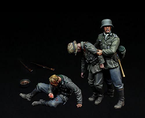 Risjc Modèle de Soldat en résine blessé Allemand 1/35 WWII (3 Personnes) kit de modèle Miniature Non Peint et Non assemblé/16531G Cover