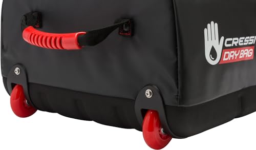 Cressi Unisex-Adult Tuna Dry Wheel Bag Große wasserdichte Tasche mit Rollen, Schwarz/Rot, 120 L