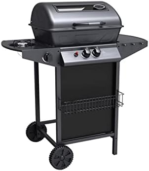 Zenith BBQ a Pietra lavica, Barbecue Grill Compatto a 2 Bruciatori e 1 Fornello Laterale, 7.1 kW di Potenza, 2 Griglie Zenith BBQ a Pietra lavica, Barbecue Grill Compatto a 2 Bruciatori e 1 Fornello Laterale, 7.1 kW di Potenza, 2 Griglie