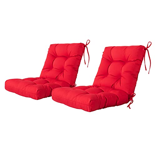 ARTPLAN Outdoor Patio Chair Cushions 20"x20"x4" Wicker Seat Pads 2pc,Red