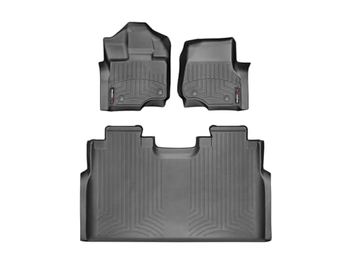 WeatherTech Custom Fit FloorLiners for Ford F-150 Lightning F-150 F-150 Raptor - 1st & 2nd Row (44697-1-2) Black