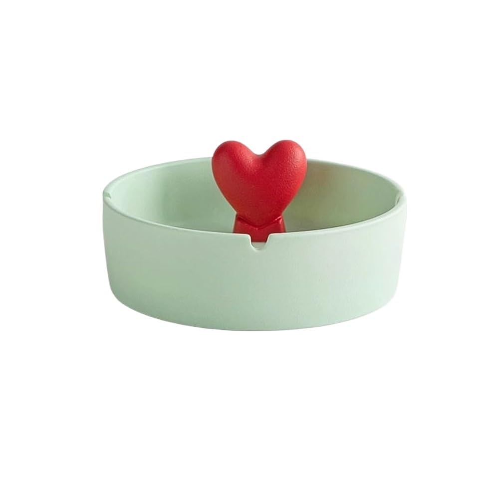 Indoor Decorative Ceramic Ashtray Tabletop Round for Living Room Coffee Home Office Tablee Indoor Outdoor Use for Desktop(Green)