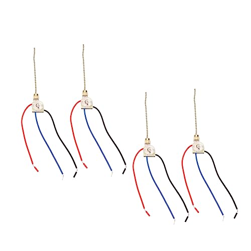 OSALADI 4 Piezas Interruptor De Cremallera Micro Interruptor Cadena Para Tirar Del Ventilador De Techo Accesorio Panel De Interruptores Cable Mecánico Cadenas De Cuentas Cobre