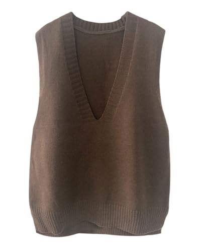 Image of Women's Casual Sweater Vest Sleeveless Knit Waistcoat Loose fit Pullover Sweaters