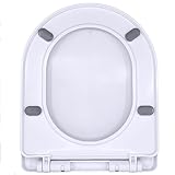 Asiento de inodoro de cierre suave con almohadillas antideslizantes, liberación rápida, tapa de inodoro blanca en forma de U para baños (tamaño pequeño en U) y fácil instalación
