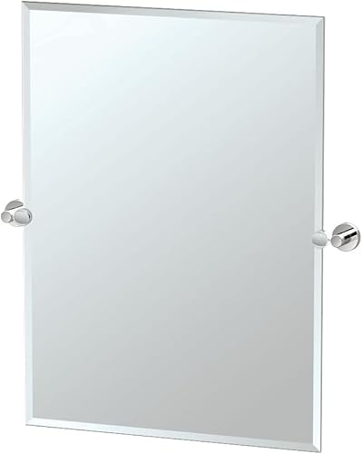Gatco 4319S Glam - Espejo rectangular sin marco, 31.5 pulgadas, níquel pulido, montado en la pared, 31.50 pulgadas de alto x 28.00 pulgadas de