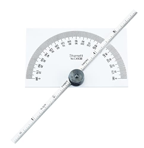 Starrett C493B Protractor And Depth Gauge, 0-180 Range, 6" Blade Length #TOP9